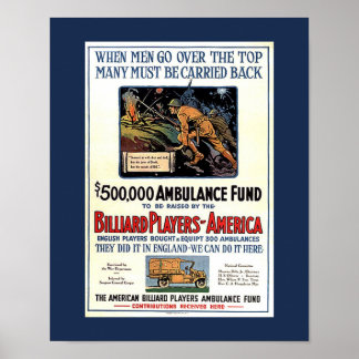 Affiches Joueurs de billard d'Amérique WW1 collecte de fond