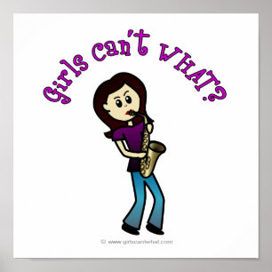 Affiches Joueuse de saxophone féminine légère