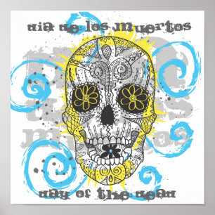 Affiches Jour de la mort crâne de sucre dessin de tatouage 