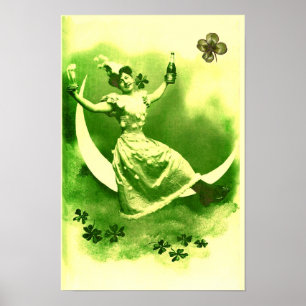 AFFICHES JOUR DE LA SAINT-PATRICK LUNE DAME AUX TRÈFLES