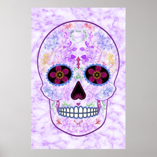Affiches Jour du crâne de sucre mort - violet et multicolor