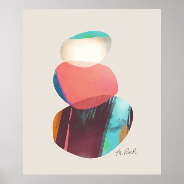 Affiches Joyeuses pierres colorées d'aquarelle (Devant)