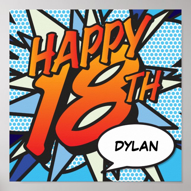 Affiches Joyeux 18e Bande Dessinée Pop Art (Devant)