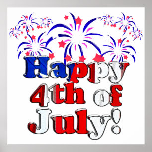 Affiches Joyeux 4 juillet avec Fireworks