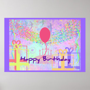 Affiches Joyeux anniversaire et meilleurs voeux One Ballon
