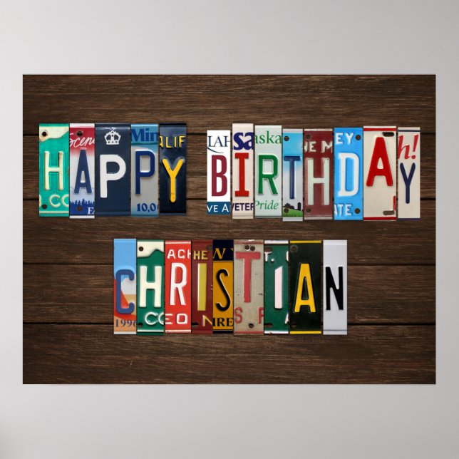 Affiches Joyeux Anniversaire Personnalisé Plaque de Lettrag (Devant)