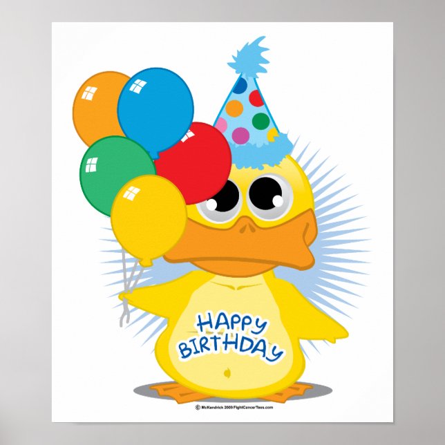 Affiches Joyeux canard d'anniversaire (Devant)