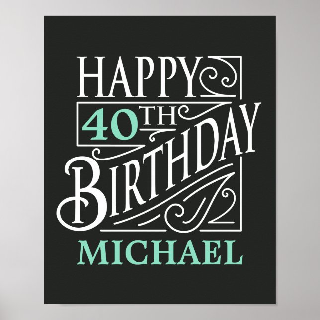 Affiches Joyeux design d'anniversaire, style décoratif vint (Devant)