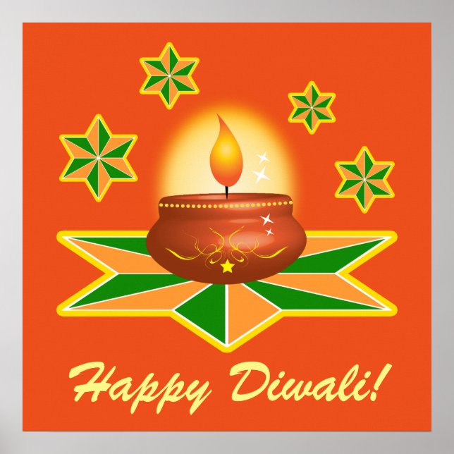 Affiches Joyeux Diwali avec lanterne (Devant)