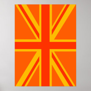Affiches Joyeux drapeau britannique Union Jack orange