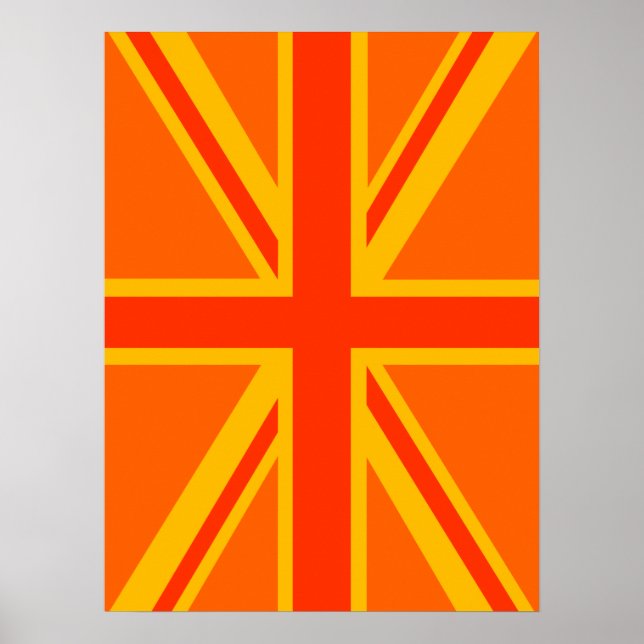 Affiches Joyeux drapeau britannique Union Jack orange (Devant)