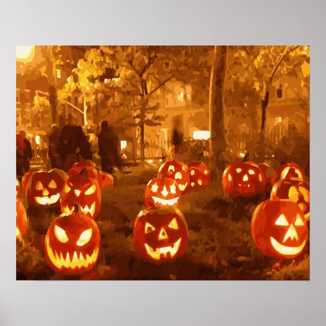 Affiches Joyeux Halloween Jack O Lanterns (Devant)