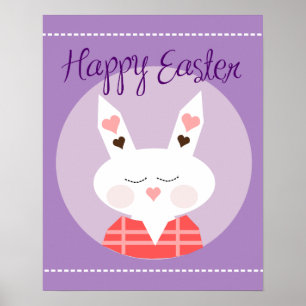 Affiches Joyeux lapin de Pâques violet