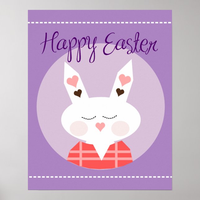 Affiches Joyeux lapin de Pâques violet (Devant)