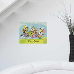Affiches Joyeux Lapins de Pâques au Pastel en Course