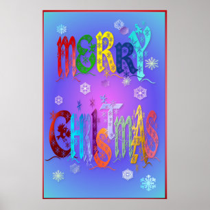 Affiches Joyeux Noël coloré Affiche-grand
