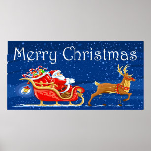 Affiches Joyeux Noël Mignon Père Noël Dessin Animé