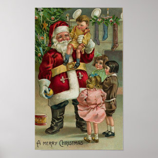 Affiches Joyeux Noël Père Noël et enfants
