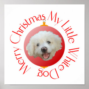 Affiches Joyeux Noël Petit Chien Blanc