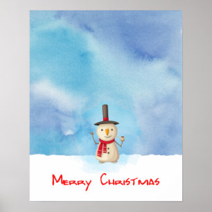 Affiches Joyeux Noël Snowman Agitant Et Souriant