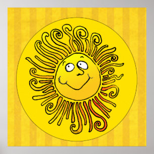 Affiches Joyeux Soleil Jaune souriant