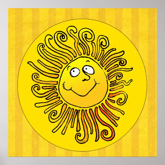 Affiches Joyeux Soleil Jaune souriant (Devant)