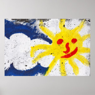 Affiches Joyeux visage du soleil souriant
