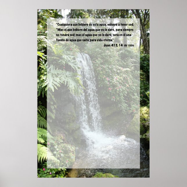 Affiches Juan 4:13 con Cascada (Devant)