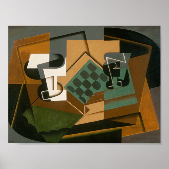 Affiches Juan Gris - Echecboard, Verre et Plat (Devant)