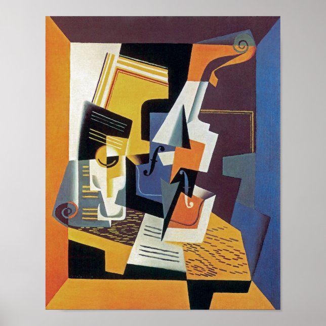 Affiches Juan Gris - Violon et verre - Art Abstrait (Devant)