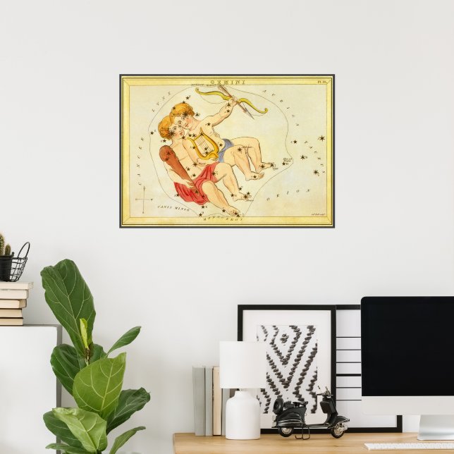 Affiches Jumeaux Gémeaux Constellation Vintage Urania's Mir (Bureau à domicile)
