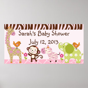 Affiches Jungle Jill/Girls Animals Baby shower Poster/Banni