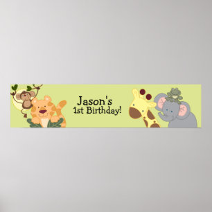 Affiches JUNGLE SAFARI Singe Anniversaire Bannière