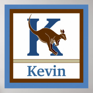 Affiches K est pour Kangaroo et Boy Name Wall Art pour enfa