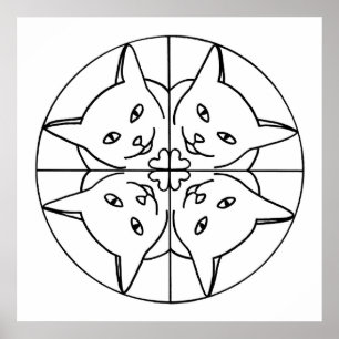 Affiches Kaleidoscope de chats amoureux des chats cœurs aff