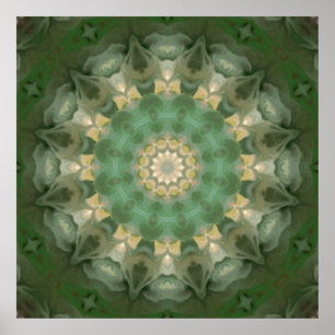 Affiches Kaléidoscope floral vert de médaillon
