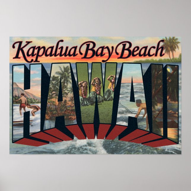 Affiches Kapalua Bay Beach, Hawaii - Large Letter Scenes (Devant)