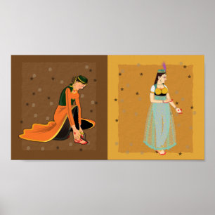 Affiches Kathak Danseur Vintage et moderne dans un collage