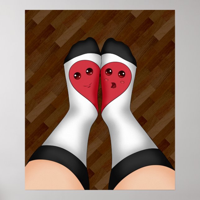 Affiches Kawaii Correspondance Chaussettes Coeur (Devant)