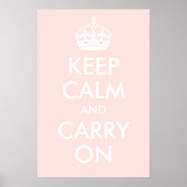 Affiches Keep Calm and Carry On Pale Pink Print (Devant)