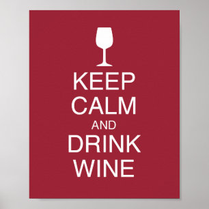 Affiches Keep Calm and Drink Wine Funny Red