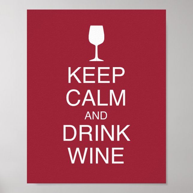 Affiches Keep Calm and Drink Wine Funny Red (Devant)