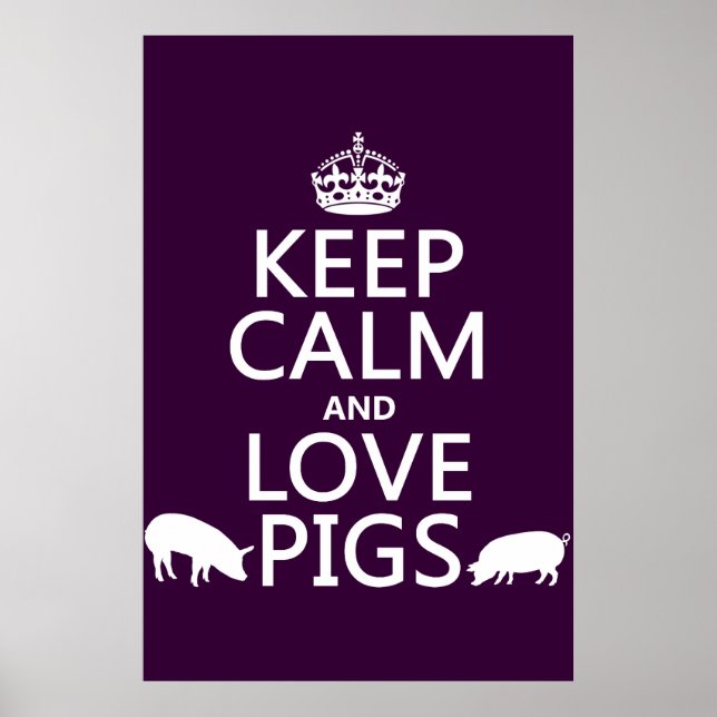 Affiches Keep Calm and Love Pigs (Devant)