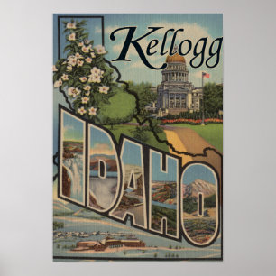 Affiches Kellogg, Idaho - Scènes de grandes lettres