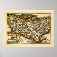 Kent Comté Angleterre Ancien Antiquaire John Carte