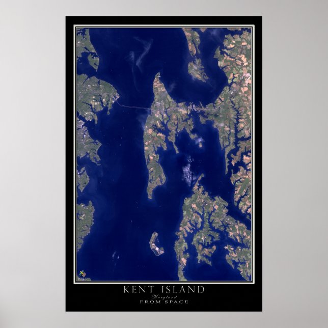 Affiches Kent Island Maryland From Space Satellite Map (Devant)