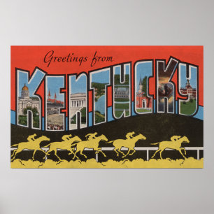 Affiches Kentucky (Scène de course de cheval) - Grande Lett