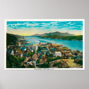 Affiches Ketchikan, Alaska Town View - La première ville