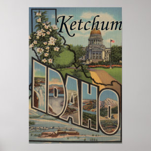 Affiches Ketchum, Idaho - grandes scènes de lettre