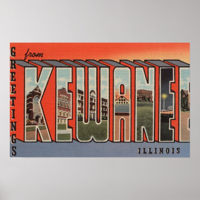 Affiches Kewanee, Illinois - Scènes de grandes lettres 2 (Devant)